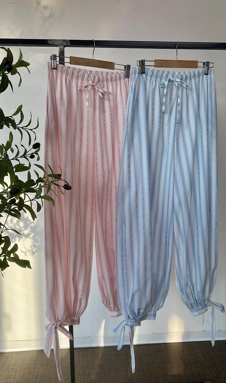 Stripes ankle pants With elastic wait